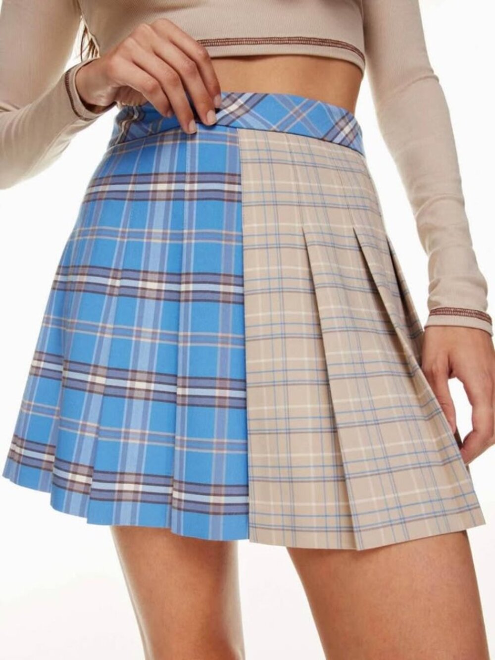Aritzia Sunday Best Olive High-rise pleated mini skirt - 00